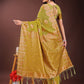 Shree Shyam Fashion Mustard Linen Cotton Saree with Woven Geometric Zari Motifs - Elegant Festive Wear for Women