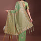 Shree Shyam Fashion Light Green Linen Cotton Saree with Woven Geometric Zari Motifs - Elegant Festive Wear for Women