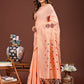 Shree Shyam Fashion Elegant Peach Woven Work Saree - A Whiff of Tradition Wrapped in Grace
