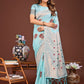 Shree Shyam Fashion Elegant Sky Blue Woven Work Saree - A Whiff of Tradition Wrapped in Grace