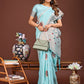 Shree Shyam Fashion Elegant Sky Blue Woven Work Saree - A Whiff of Tradition Wrapped in Grace