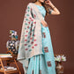 Shree Shyam Fashion Sky Blue Jacquard Saree with Tassels - Radiate Soft Elegance and Timeless Beauty