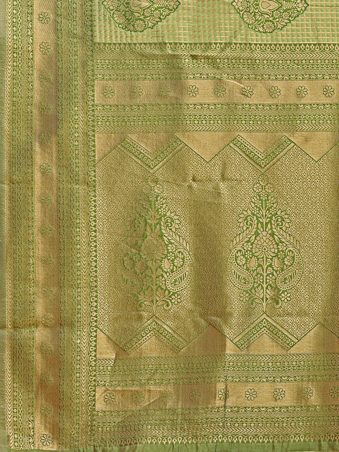 Astita Light Green Banarasi silk Woven Zari Work Traditional Tassel Saree | Swadesiicart