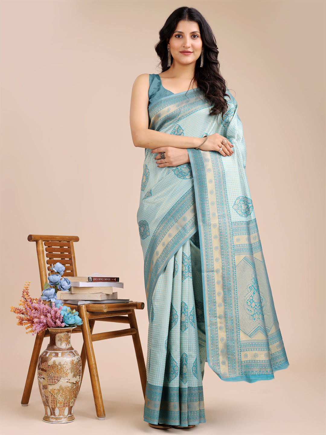 Astita Sea Green Banarasi silk Woven Zari Work Traditional Tassel Saree | Swadesiicart