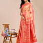 Astita Orange & Red Banarasi silk Woven Zari Work Traditional Tassel Saree | Swadesiicart