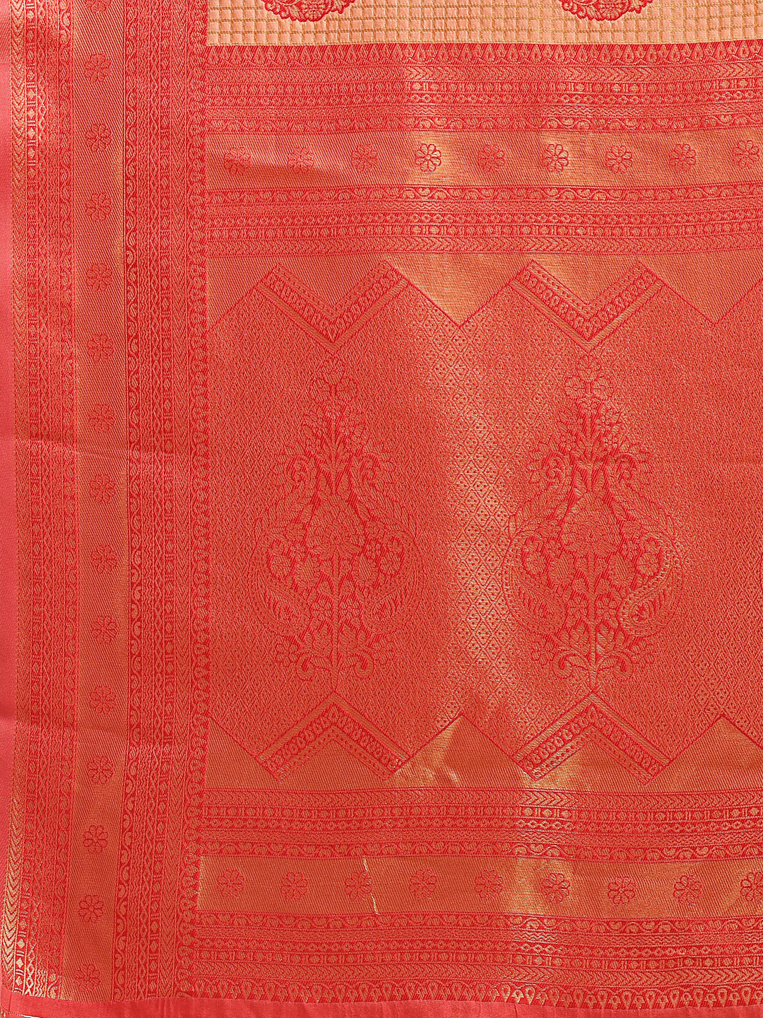Astita Orange & Red Banarasi silk Woven Zari Work Traditional Tassel Saree | Swadesiicart