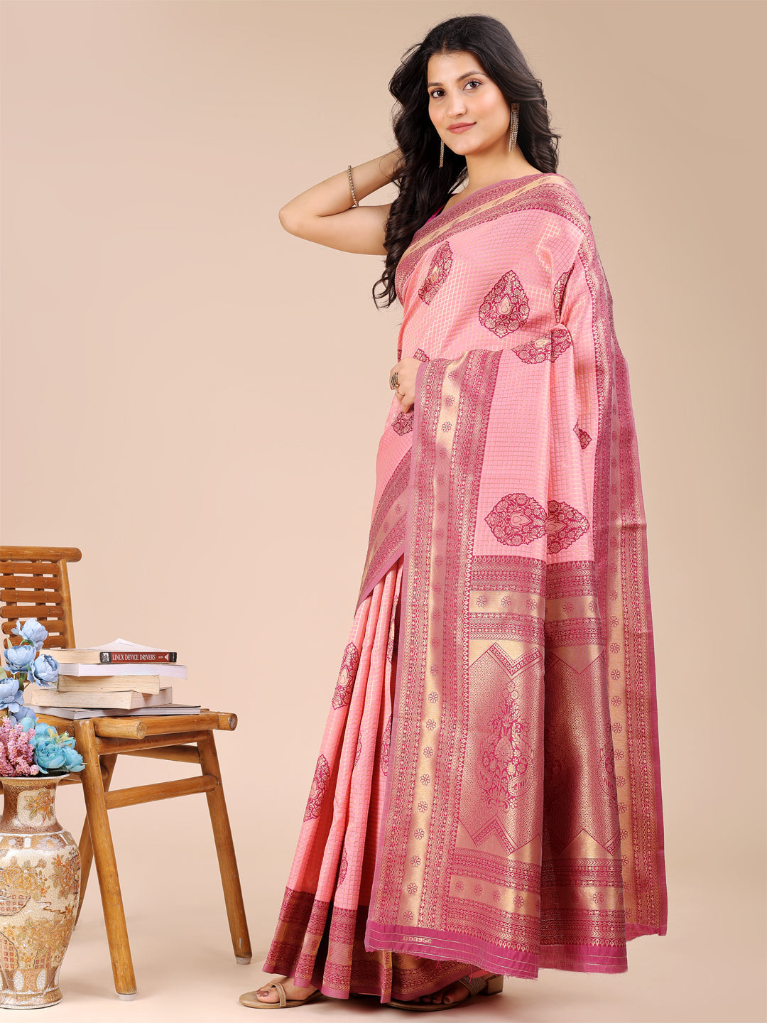 Astita Light Pink & Magenta Banarasi silk Woven Zari Work Traditional Tassel Saree | Swadesiicart