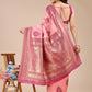 Astita Light Pink & Magenta Banarasi silk Woven Zari Work Traditional Tassel Saree | Swadesiicart