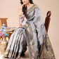 Astita Grey Banarasi silk Woven Zari Work Traditional Tassel Saree | Swadesiicart