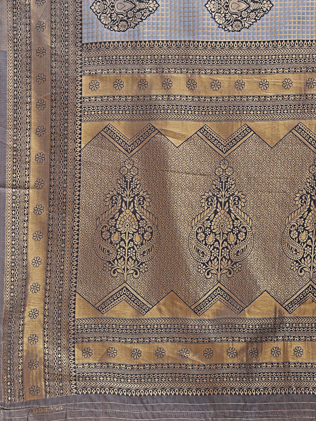 Astita Grey Banarasi silk Woven Zari Work Traditional Tassel Saree | Swadesiicart
