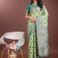 Shree Shyam Fashion Stylish Light Green Linen Cotton Saree with Woven Design - Lightweight Elegance for Everyday Grace