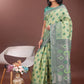 Shree Shyam Fashion Stylish Light Green Linen Cotton Saree with Woven Design - Lightweight Elegance for Everyday Grace