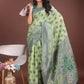 Shree Shyam Fashion Stylish Light Green Linen Cotton Saree with Woven Design - Lightweight Elegance for Everyday Grace