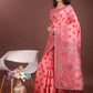 Shree Shyam Fashion Stylish Peach Linen Cotton Saree with Woven Design - Lightweight Elegance for Everyday Grace