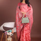 Shree Shyam Fashion Stylish Peach Linen Cotton Saree with Woven Design - Lightweight Elegance for Everyday Grace