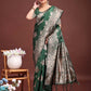 Astita Emerald Green Banarasi Silk Saree with Zari Floral Work - Elegance Woven in Every Thread | Swadesiicart