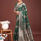 Astita Emerald Green Banarasi Silk Saree with Zari Floral Work - Elegance Woven in Every Thread | Swadesiicart
