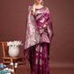 Astita Emerald Purple Banarasi Silk Saree with Zari Floral Work - Elegance Woven in Every Thread | Swadesiicart