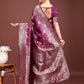 Astita Emerald Purple Banarasi Silk Saree with Zari Floral Work - Elegance Woven in Every Thread | Swadesiicart