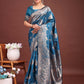 Astita Emerald Teal Green Banarasi Silk Saree with Zari Floral Work - Elegance Woven in Every Thread | Swadesiicart