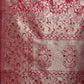 Astita Emerald Maroon Banarasi Silk Saree with Zari Floral Work - Elegance Woven in Every Thread | Swadesiicart