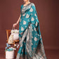 Astita Emerald Sea Green Banarasi Silk Saree with Zari Floral Work - Elegance Woven in Every Thread | Swadesiicart