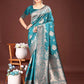 Astita Emerald Sea Green Banarasi Silk Saree with Zari Floral Work - Elegance Woven in Every Thread | Swadesiicart