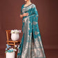 Astita Emerald Sea Green Banarasi Silk Saree with Zari Floral Work - Elegance Woven in Every Thread | Swadesiicart
