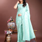 Shree Shyam Fashion Sea Green Cotton Woven Zari Work Traditional Tassel Saree