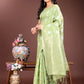 Shree Shyam Fashion Light Green Cotton Woven Zari Work Traditional Tassel Saree