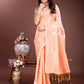 Shree Shyam Fashion Orange Cotton Woven Zari Work Traditional Tassel Saree