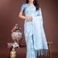 Shree Shyam Fashion Sky Blue Cotton Woven Zari Work Traditional Tassel Saree