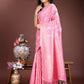 Shree Shyam Fashion Pink Cotton Woven Zari Work Traditional Tassel Saree