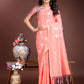 Shree Shyam Fashion Peach Cotton Woven Zari Work Traditional Tassel Saree