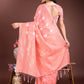 Shree Shyam Fashion Peach Cotton Woven Zari Work Traditional Tassel Saree