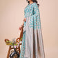 Shree Shyam Fashion Elegant Sea Green Linen Cotton Saree with Silver Zari Border & Geometric Weave - Daily,Office & Festive Wear