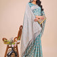 Shree Shyam Fashion Elegant Sea Green Linen Cotton Saree with Silver Zari Border & Geometric Weave - Daily,Office & Festive Wear