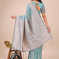 Shree Shyam Fashion Elegant Sea Green Linen Cotton Saree with Silver Zari Border & Geometric Weave - Daily,Office & Festive Wear