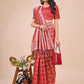Shree Shyam Fashion Elegant Red Linen Cotton Saree with Silver Zari Border & Geometric Weave - Daily,Office & Festive Wear