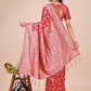Shree Shyam Fashion Elegant Red Linen Cotton Saree with Silver Zari Border & Geometric Weave - Daily,Office & Festive Wear