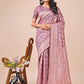 Shree Shyam Fashion Elegant Purple Linen Cotton Saree with Silver Zari Border & Geometric Weave - Daily,Office & Festive Wear
