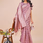 Shree Shyam Fashion Elegant Purple Linen Cotton Saree with Silver Zari Border & Geometric Weave - Daily,Office & Festive Wear