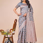 Shree Shyam Fashion Elegant Grey Linen Cotton Saree with Silver Zari Border & Geometric Weave - Daily,Office & Festive Wear