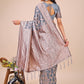 Shree Shyam Fashion Elegant Grey Linen Cotton Saree with Silver Zari Border & Geometric Weave - Daily,Office & Festive Wear