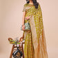 Shree Shyam Fashion Elegant Olive Green Linen Cotton Saree with Silver Zari Border & Geometric Weave - Daily,Office & Festive Wear