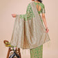 Shree Shyam Fashion Elegant Green Linen Cotton Saree with Silver Zari Border & Geometric Weave - Daily,Office & Festive Wear