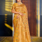 Astita Graceful Yellow Banarasi Silk Saree with Golden Zari Woven Border & Floral Jaal - Wedding & Festive Wear | Swadesiicart