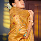 Astita Graceful Yellow Banarasi Silk Saree with Golden Zari Woven Border & Floral Jaal - Wedding & Festive Wear | Swadesiicart