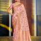 Astita Graceful Pink Banarasi Silk Saree with Golden Zari Woven Border & Floral Jaal - Wedding & Festive Wear | Swadesiicart