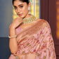Astita Graceful Pink Banarasi Silk Saree with Golden Zari Woven Border & Floral Jaal - Wedding & Festive Wear | Swadesiicart
